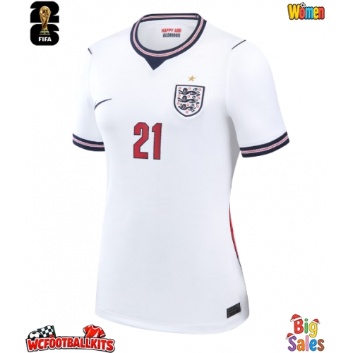 England Eberechi Eze #21 Replica Home Stadium Shirt for Women World Cup 2026 Short Sleeve